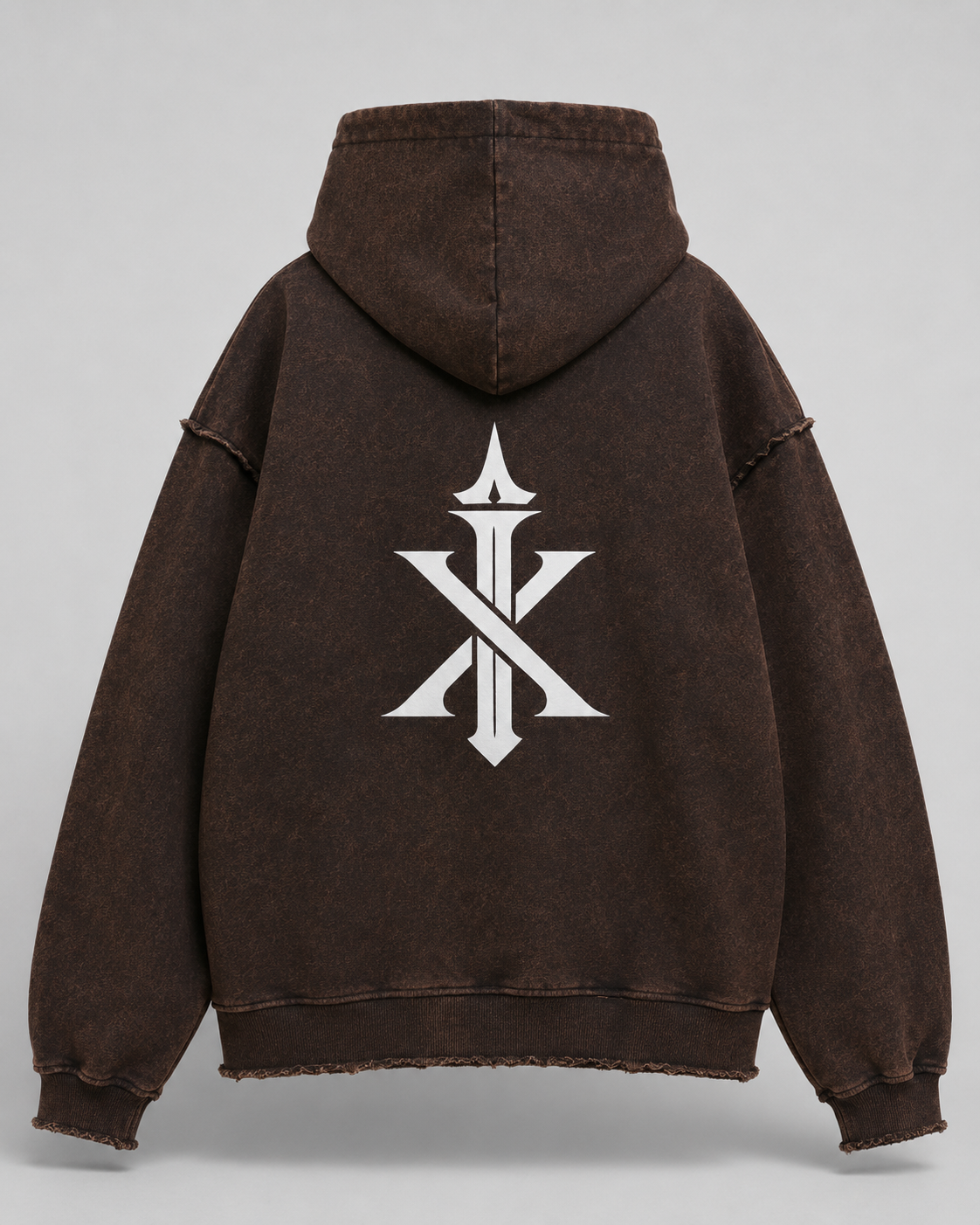 IRONIX Varsity Zip Hoodie – Brown / White