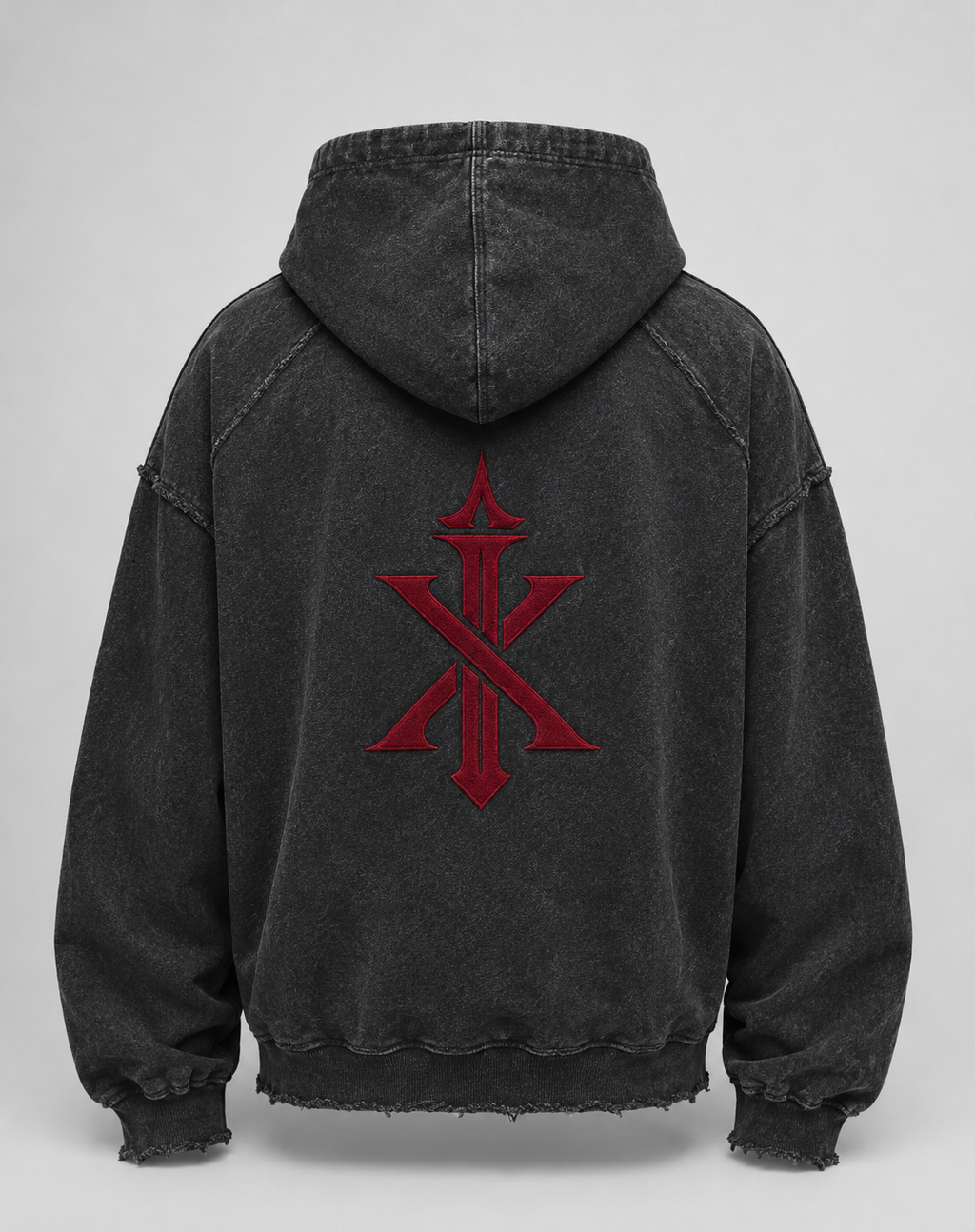 IRONIX Varsity Zip Hoodie – Black / Red