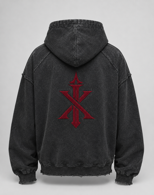IRONIX Varsity Zip Hoodie – Black / Red
