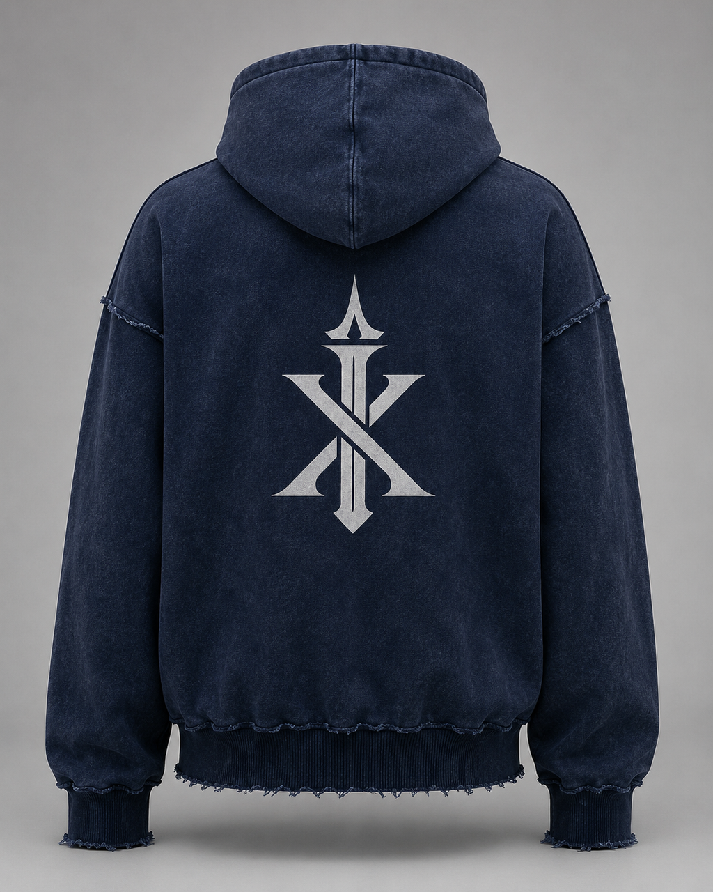 IRONIX Varsity Zip Hoodie – Cream / Navy