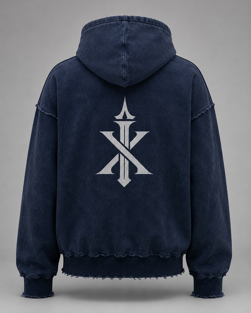 IRONIX Varsity Zip Hoodie – Cream / Navy