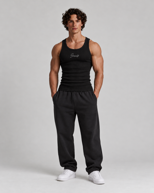 Ribbed Vest - Black